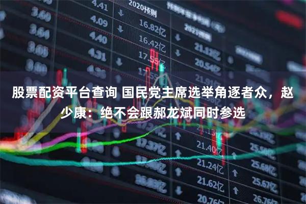 股票配资平台查询 国民党主席选举角逐者众，赵少康：绝不会跟郝龙斌同时参选